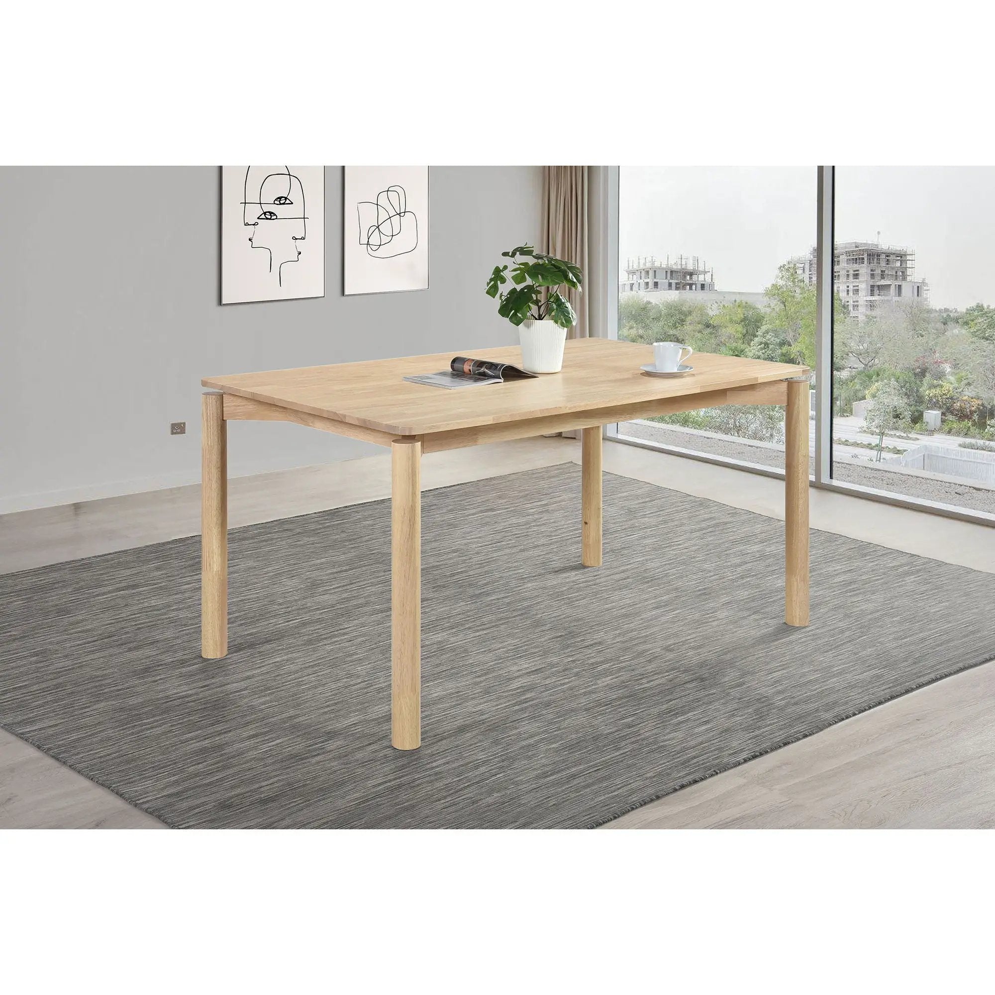 Svenstra - Rectangular Dining Table Set With Armless Side Chairs, Wood, Natural Walnut, 59 X 35.5 X 30 Inches