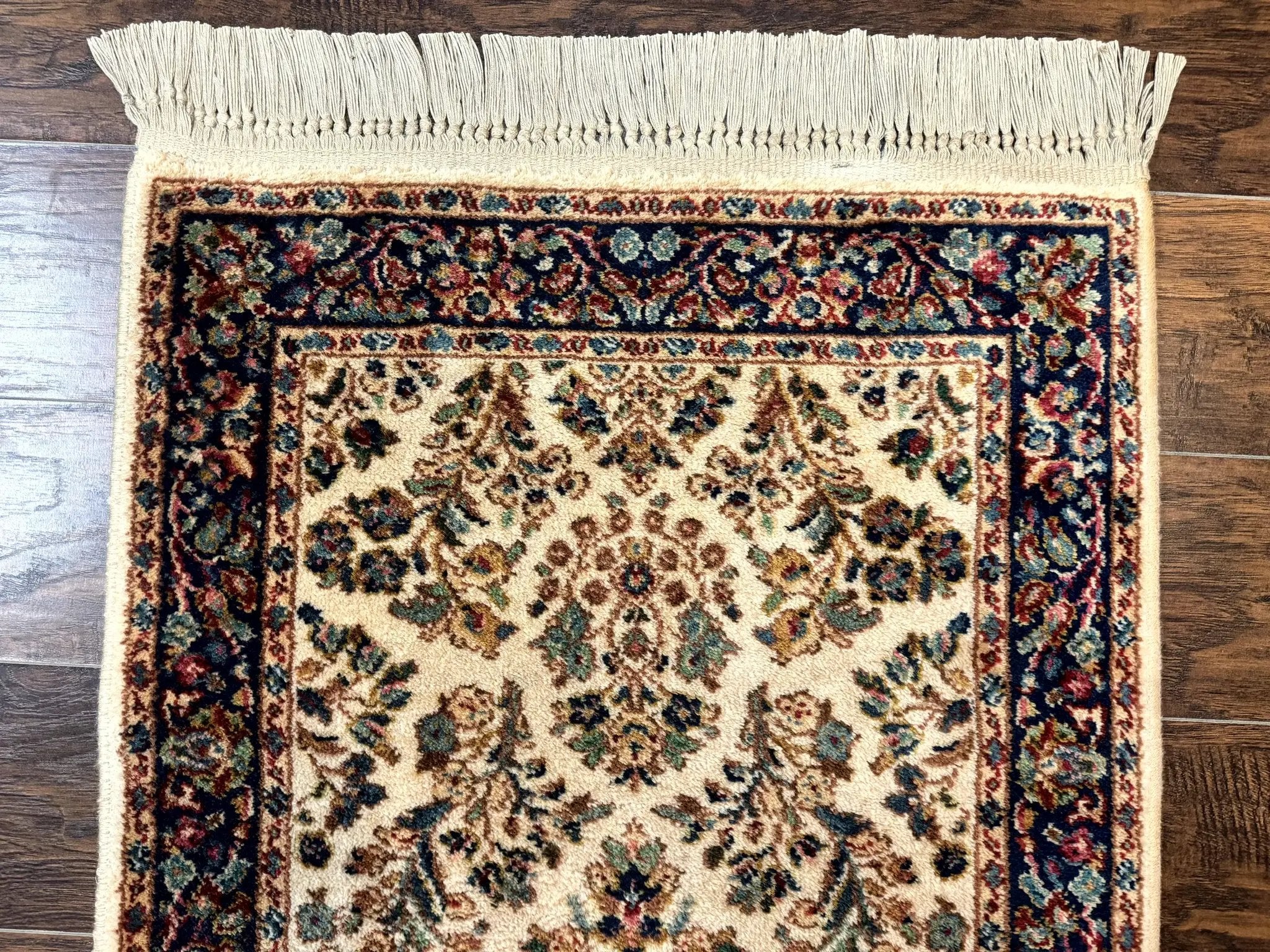 Karastan Rug 2.6 x 4, Karastan Ivory Sarouk #760, Vintage Wool Pile Small Karastan Carpet, Original Collection 700 Series Discontinued by Jewel Rugs