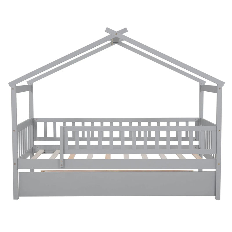 Creativity House Bed With Twin Size Trundle by Unique Piece Furniture