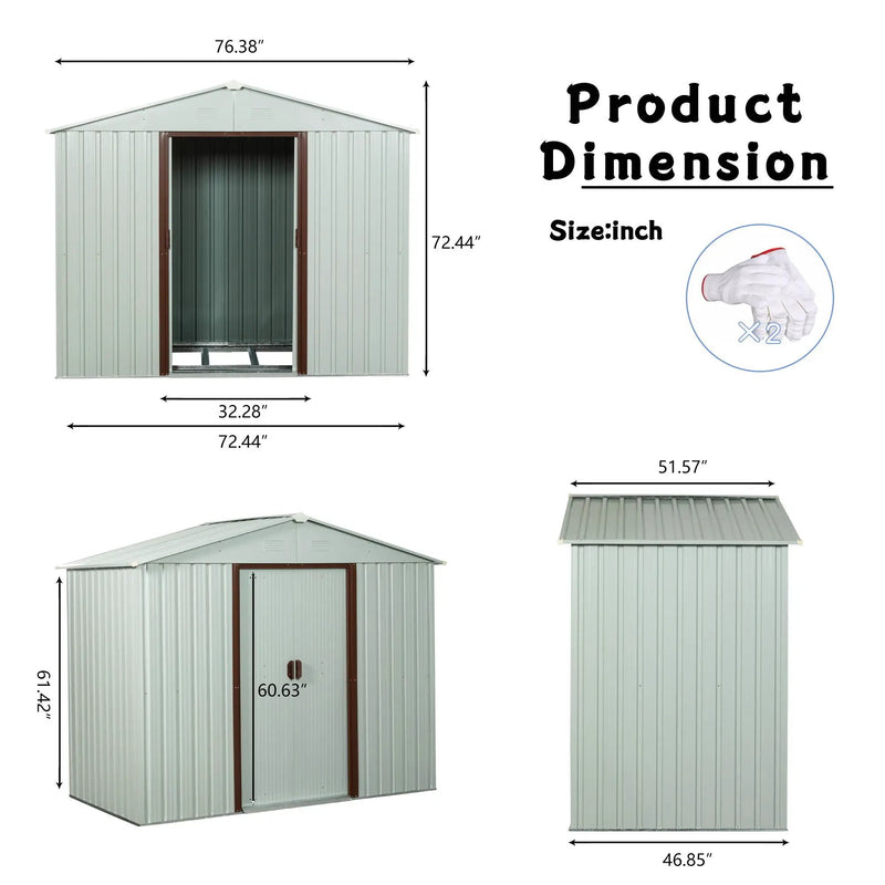 Ry-Sdyx56-W Outdoor Metal Storage Shed - White by HouseOfZazla