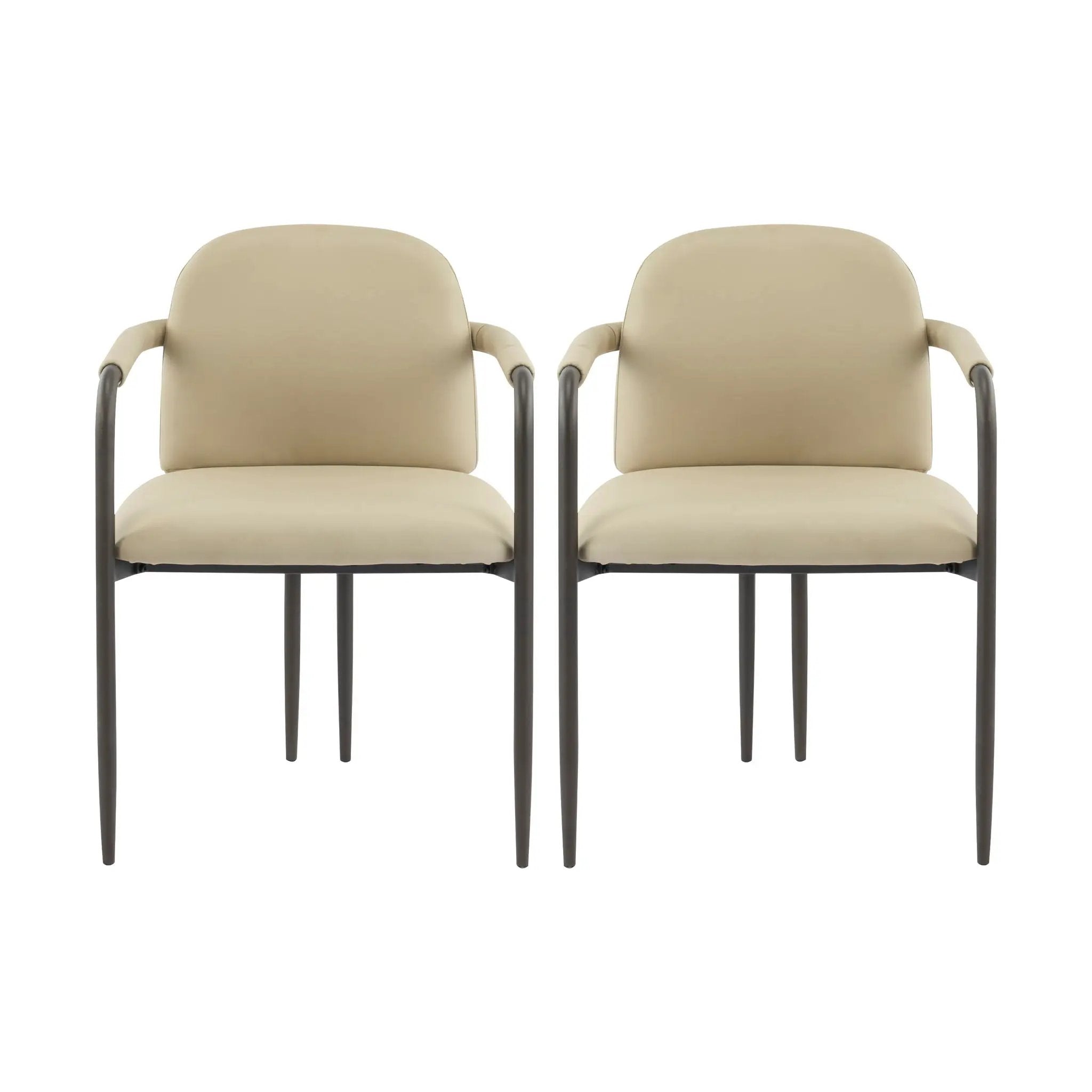 Modern Dining Chair Set of 2 with Iron Frame - Espresso / Khaki by HouseOfZazla