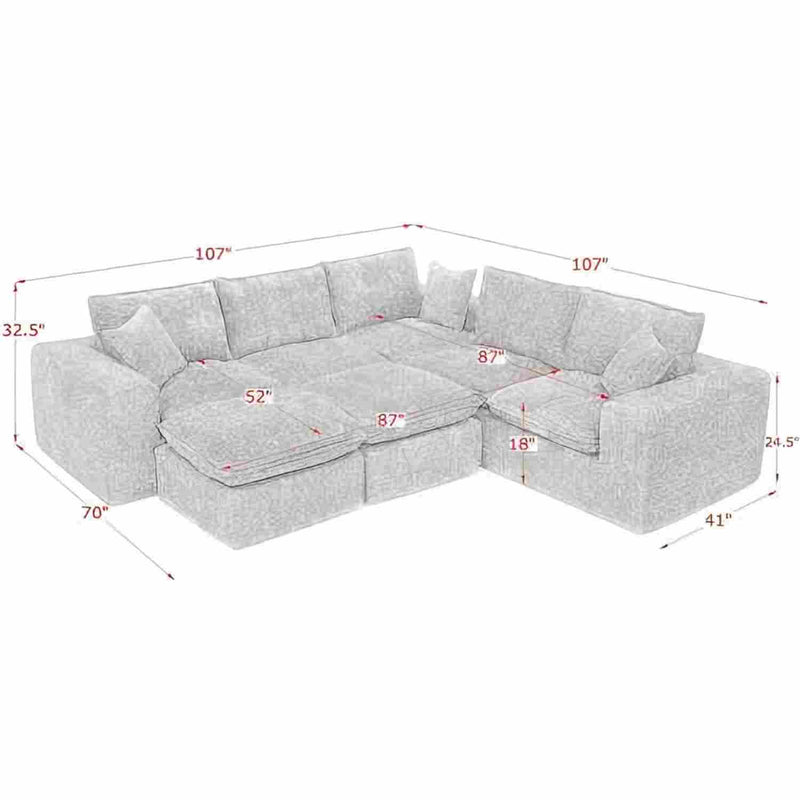 Sectional Sofa With Moveable Ottoman by Unique Piece Furniture