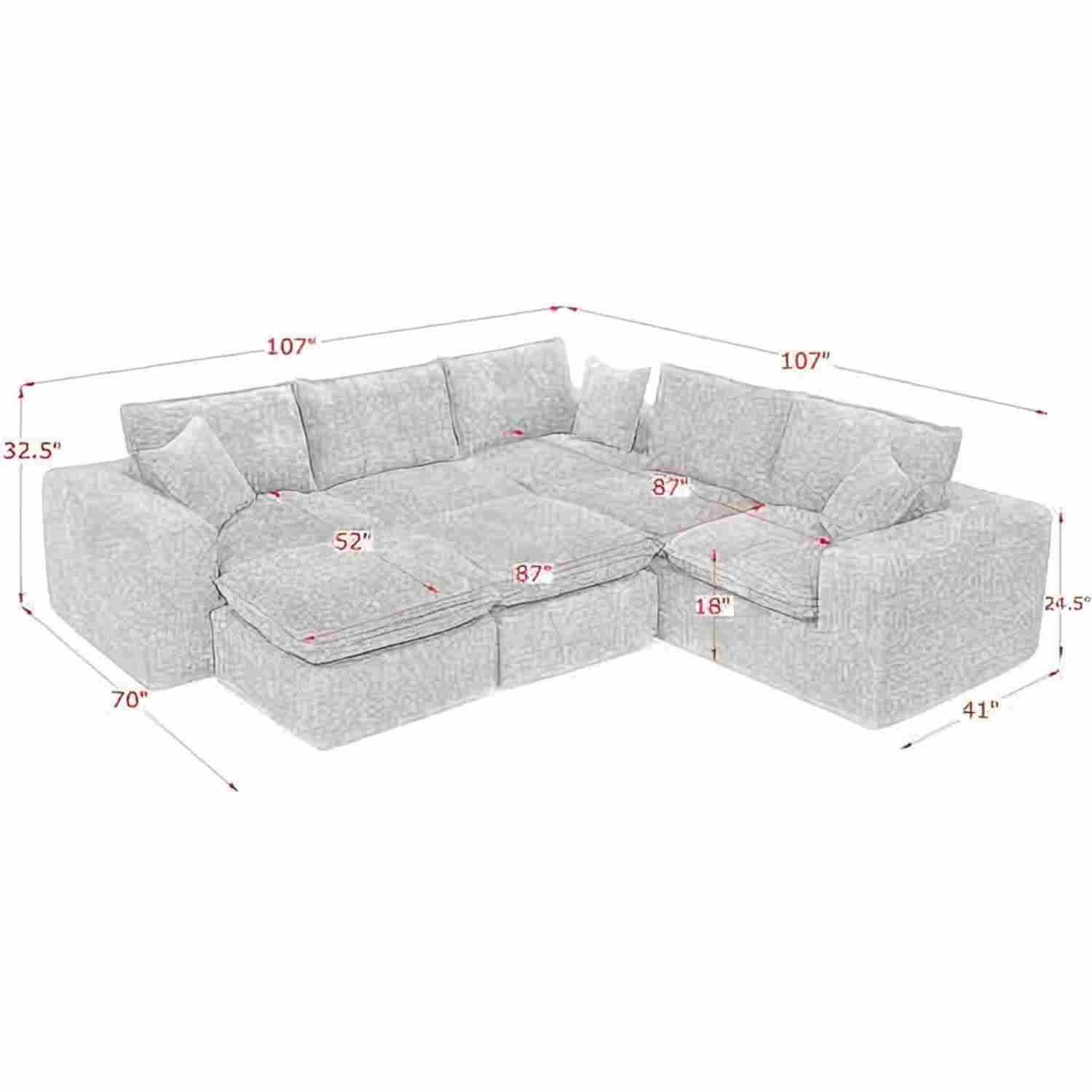 Sectional Sofa With Moveable Ottoman by Unique Piece Furniture
