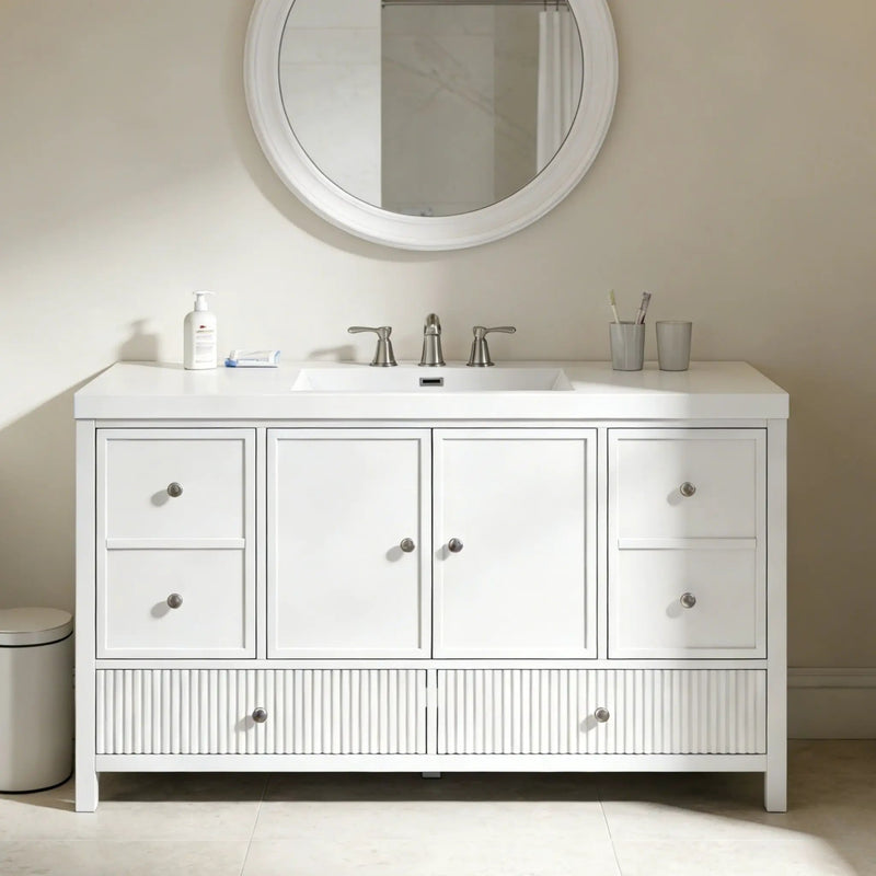 Bathroom Vanity With Separate Sink, Soft Close Doors And 4 Drawers by HouseOfZazla