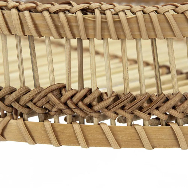 Set of 3 Round Decorative Brown Bamboo Woven Trays with Handles by HouseOfZazla