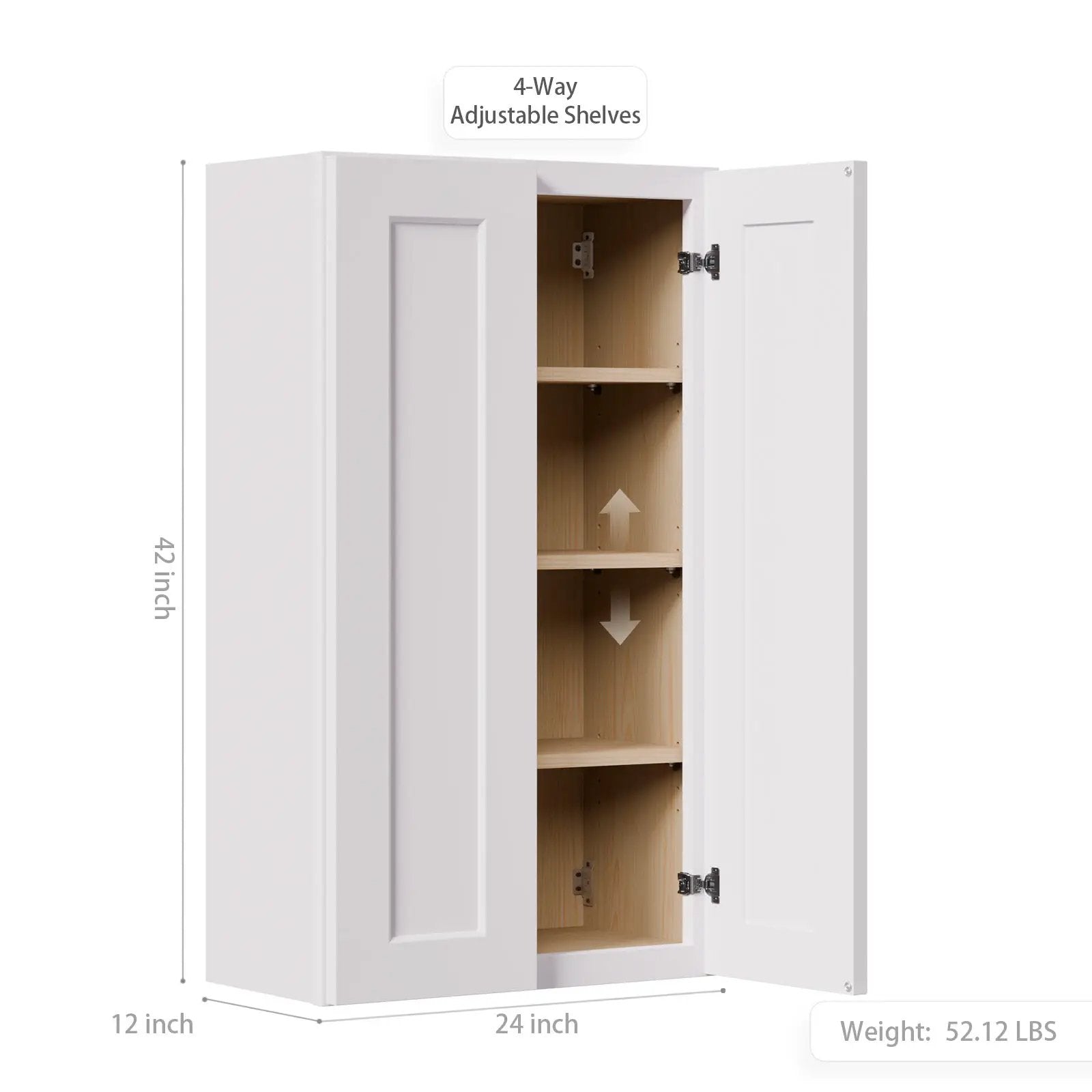 White Shaker Solid Wood Wall Cabinet with Soft-Close Doors by HouseOfZazla