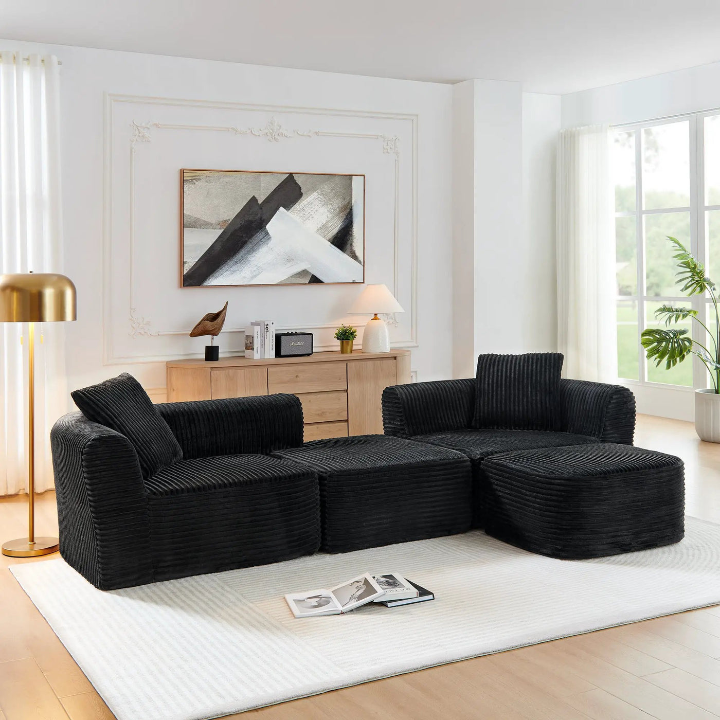 114" Cloud Sectional Couch with L-Shape Chaise by HouseOfZazla