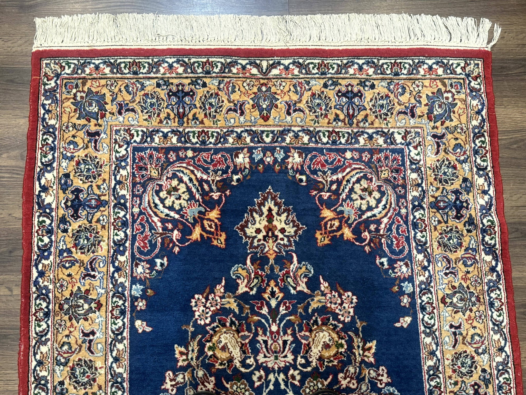 Blue Persian Qum Rug 3.6 x 5, Floral Medallion, Fine 310 KPSI by Jewel Rugs