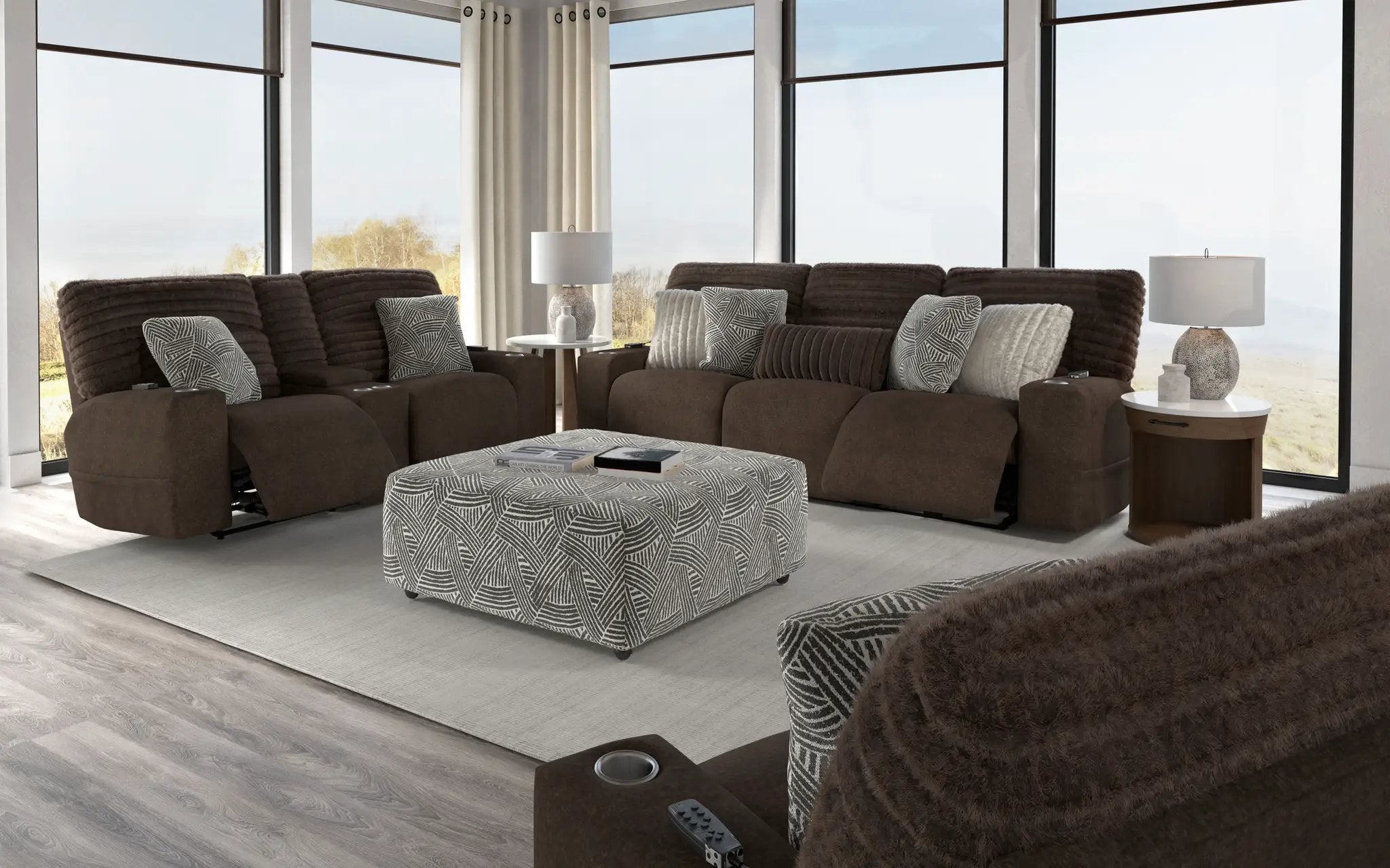 Zen - Power Reclining Console Loveseat With CR3 Heat/Massage/Zero Gravity - Chocolate by Unique Piece Furniture