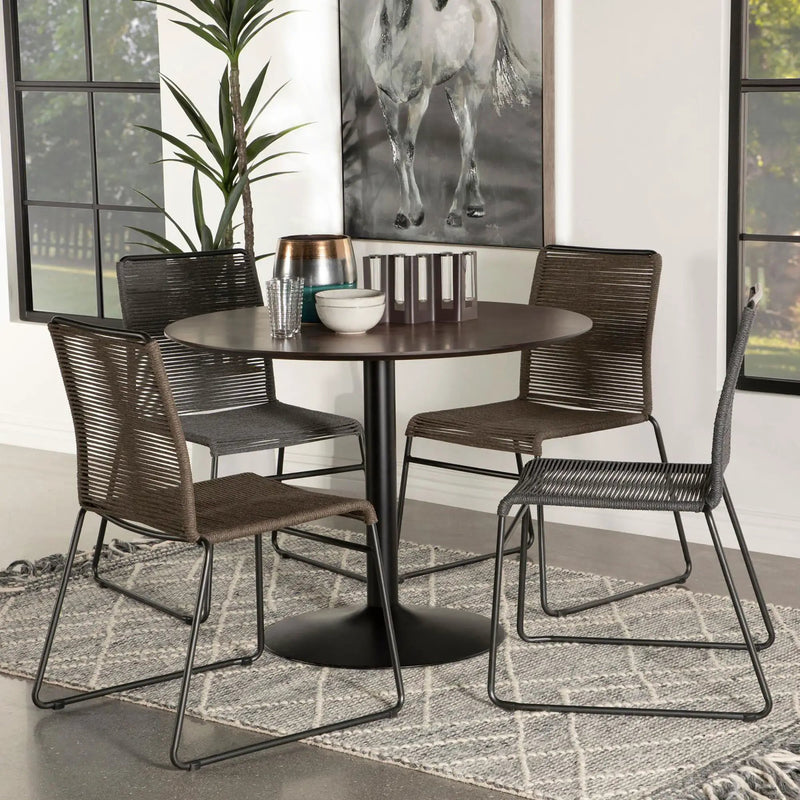 Round Dining Table With Pedestal Base - Warm Walnut by HouseOfZazla