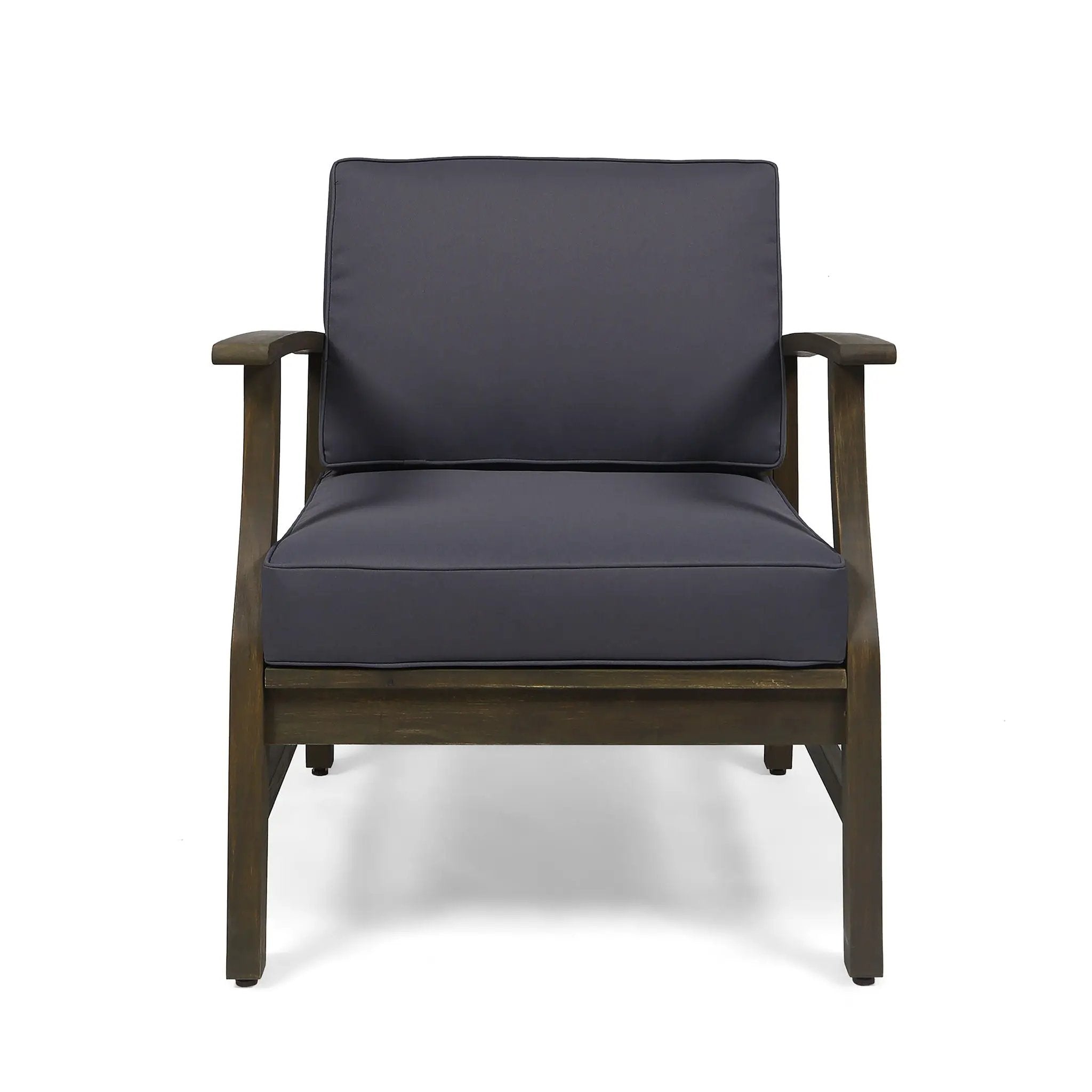 Enchanting Outdoor Club Chair With Slat Panel Design And Water Resistant Cushion - Dark Gray by HouseOfZazla