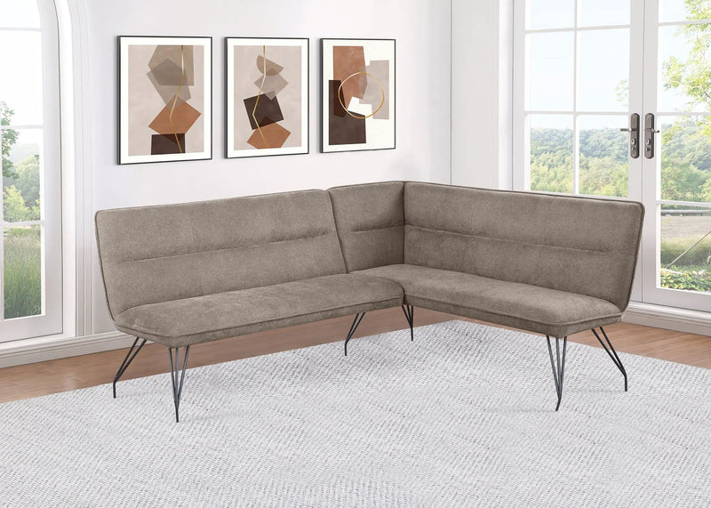 Dodson Fabric Upholstered L-Shaped Nook Dining Bench Taupe by Unique Piece Furniture