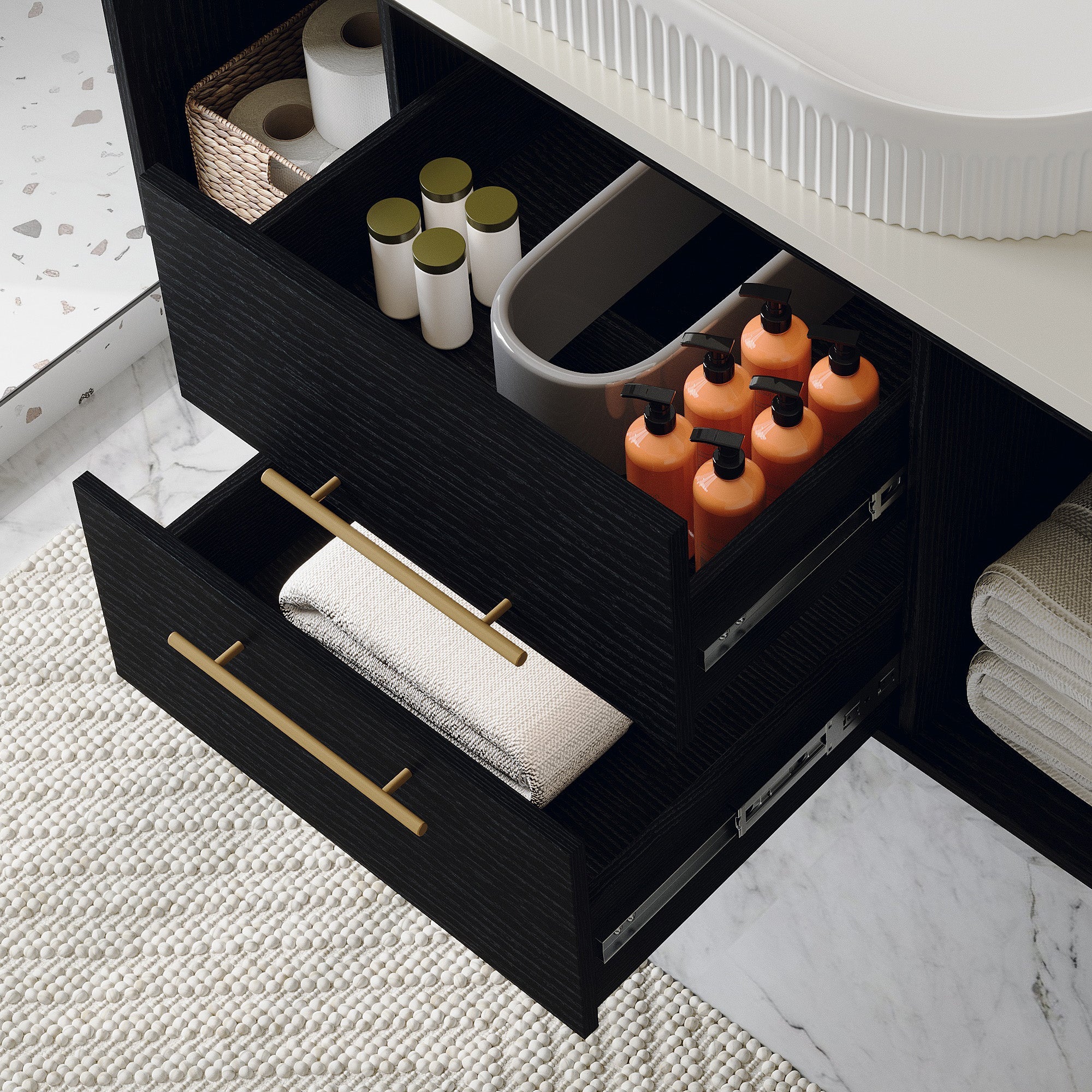Modern 39.4-In Wall-Mounted Bathroom Vanity with Oval Ceramic Sink by HouseOfZazla