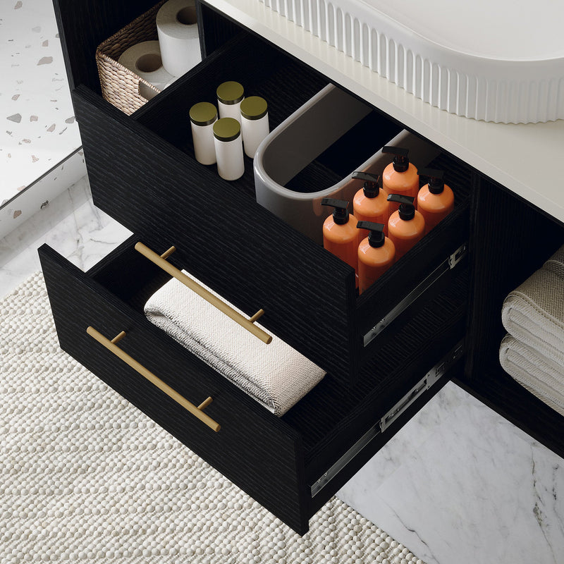 Modern 39.4-In Wall-Mounted Bathroom Vanity with Oval Ceramic Sink by HouseOfZazla