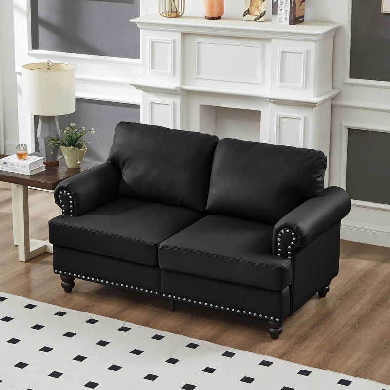 59.5" Modern Classic Design Loveseat Leather Couch by HouseOfZazla