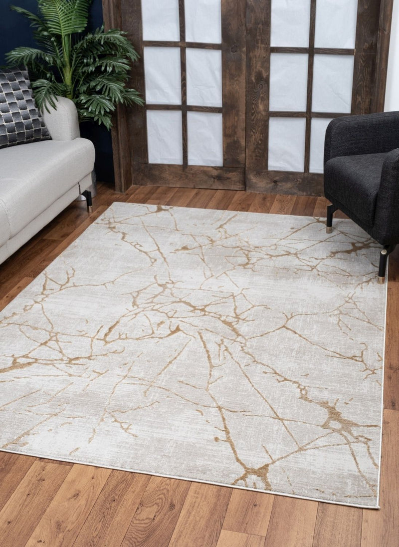 Elegance - 5'3" X 7'3" Area Rug - Gold, Polyester by HouseOfZazla