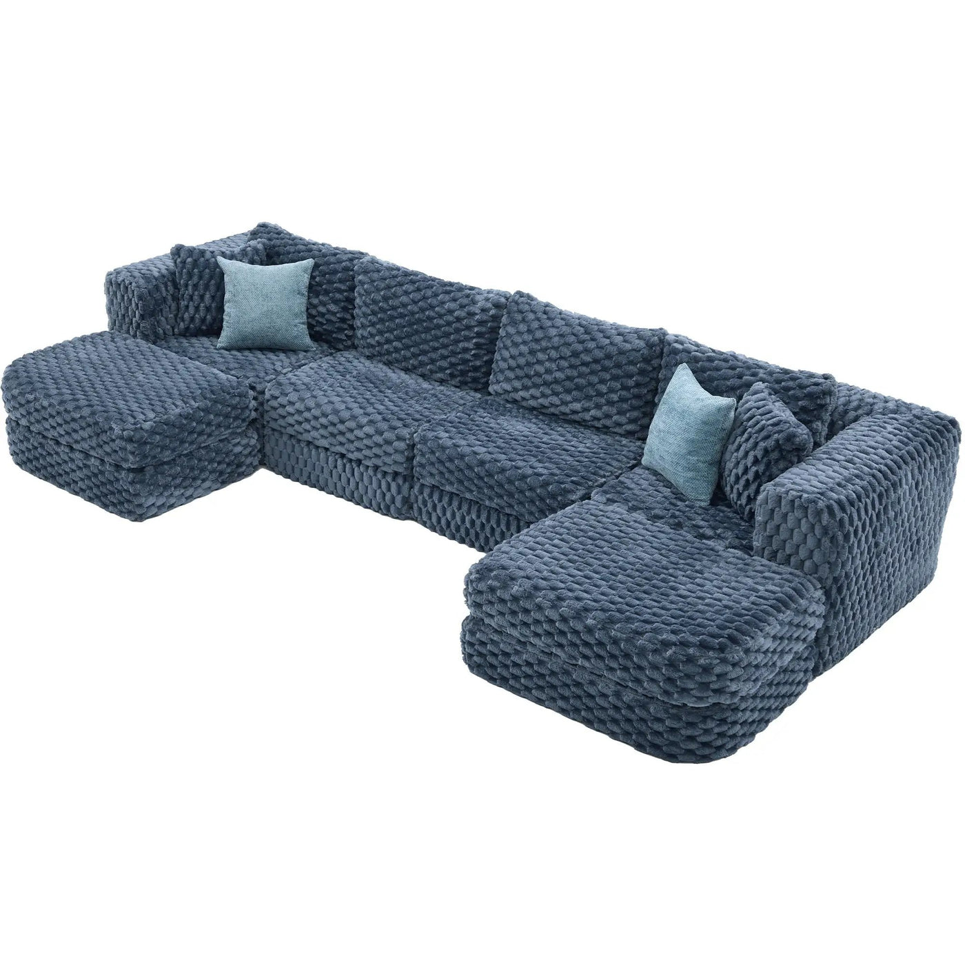 Modular Sectional Sofa, Boneless Couch With 2 Movable Ottomans by HouseOfZazla