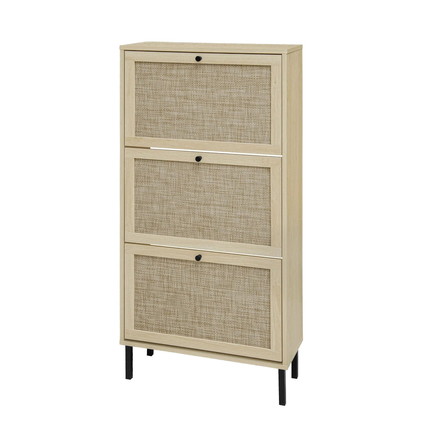 Modern Rattan 3 Door Shoe Rack Cabinet for Entryway by HouseOfZazla