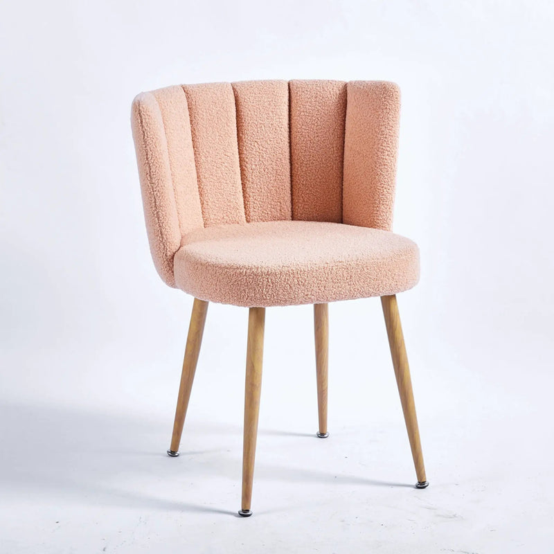 Modern Dining Chair (Set of 2) With Iron Tube Wood Color Legs, Shorthair Cushions And Comfortable Backrest, Suitable For Dining Room, Living Room, Cafe, Simple Structure by HouseOfZazla
