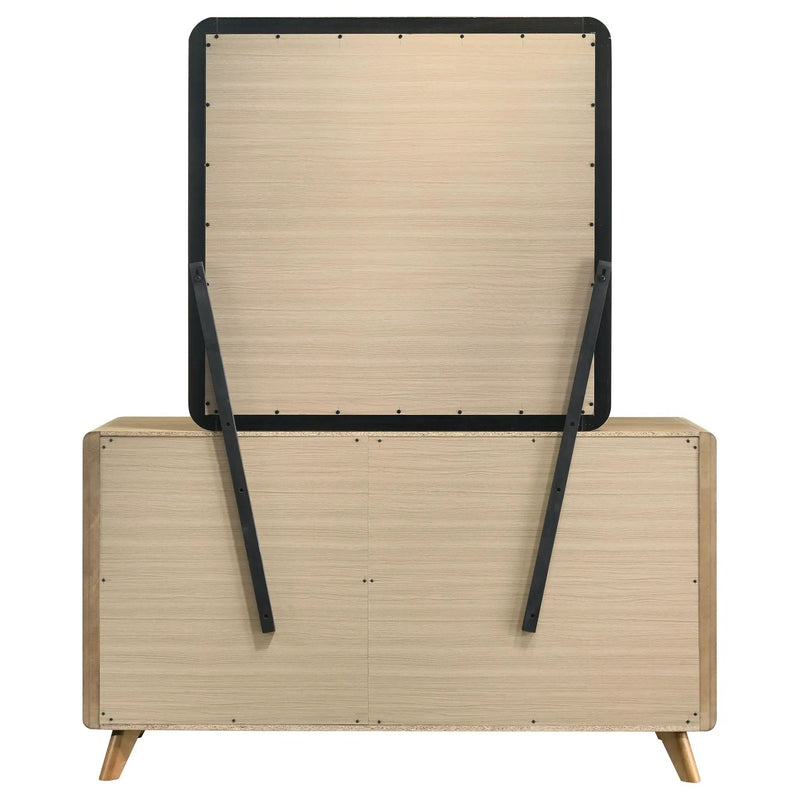 Bennett 6-drawer Bedroom Dresser and Mirror Set Light Oak by Unique Piece Furniture