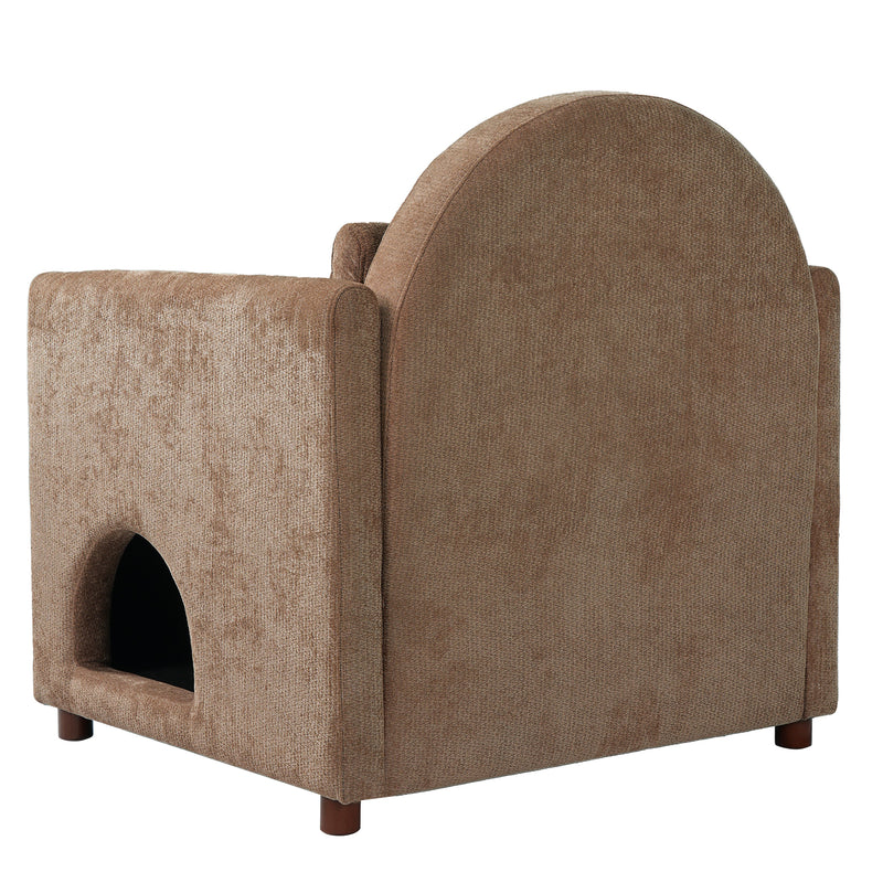 Coffee Pet Friendly Accent Chair with Hidden Pet Nook by HouseOfZazla