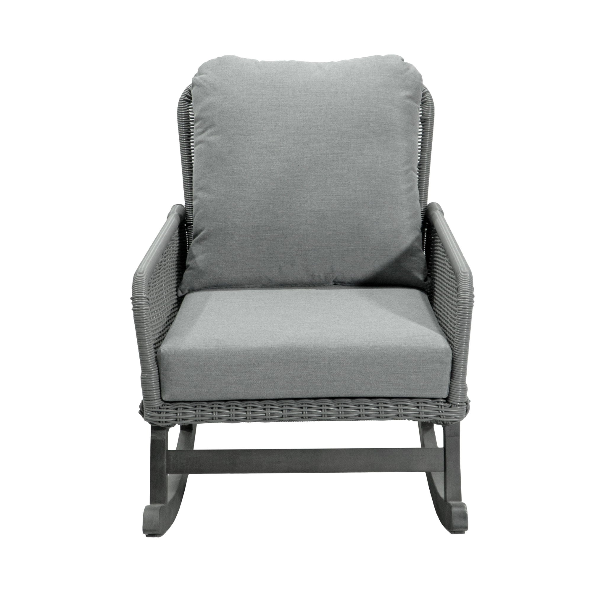 Contemporary Minimalist Wicker Rocking Chair With Soft Cushions by HouseOfZazla