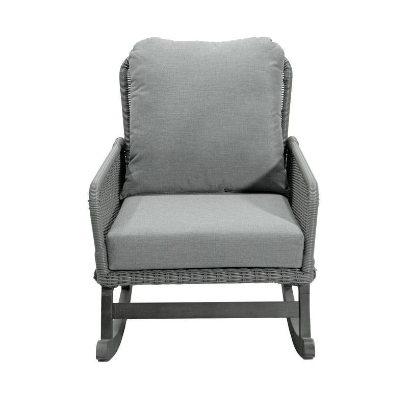 Contemporary Minimalist Wicker Rocking Chair With Soft Cushions by HouseOfZazla