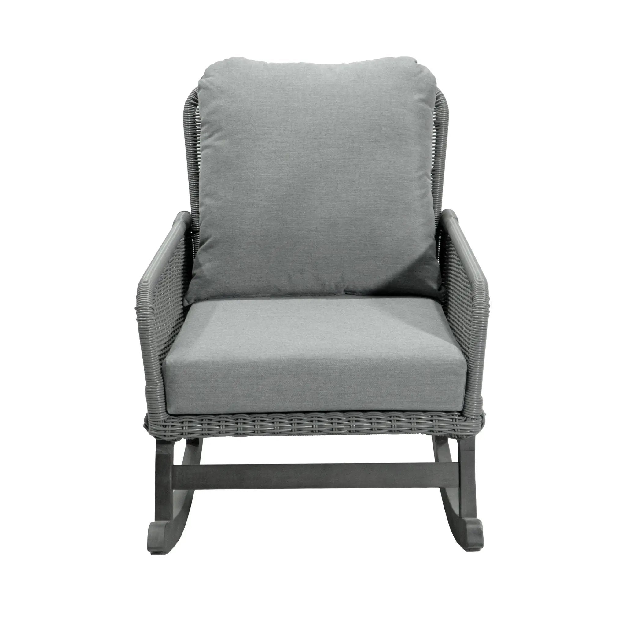 Contemporary Minimalist Wicker Rocking Chair With Soft Cushions And Durable Wooden Frame by HouseOfZazla