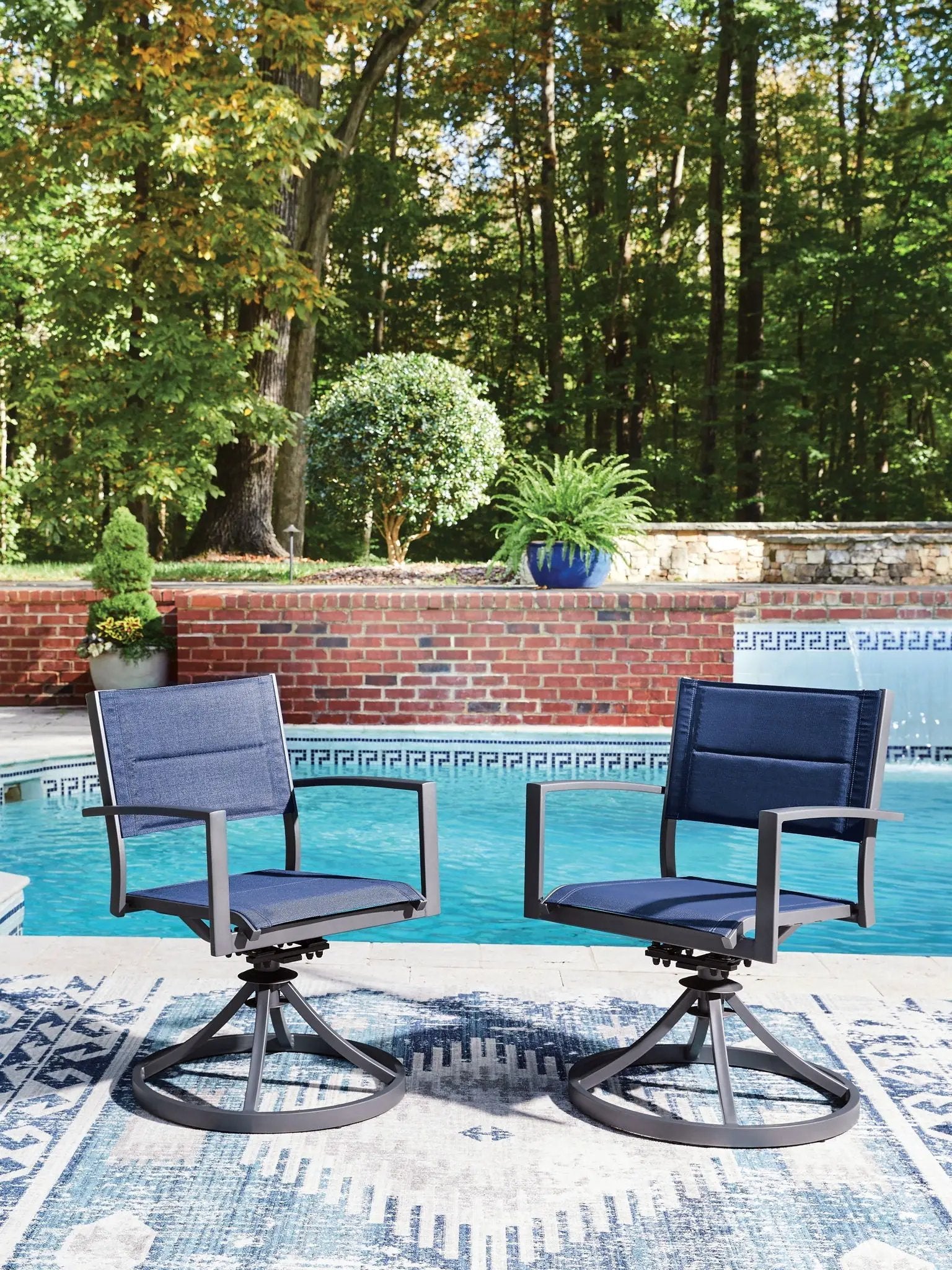 Rocky Creek - Sling Swivel Chair (Set of 2) - Blue / Gray by Unique Piece Furniture