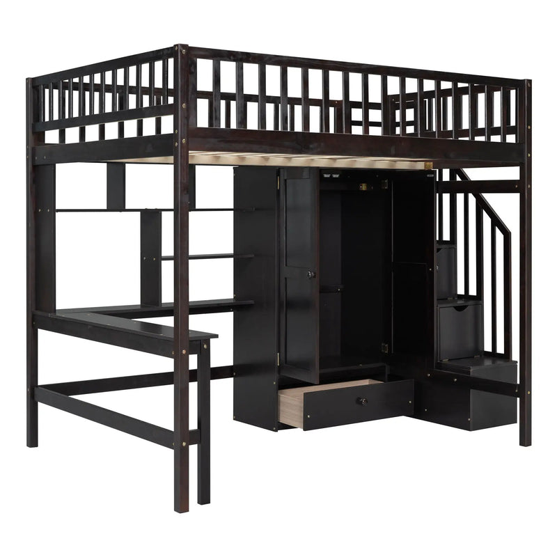 Loft Bed With Bookshelf, Drawers, Desk, And Wardrobe by HouseOfZazla