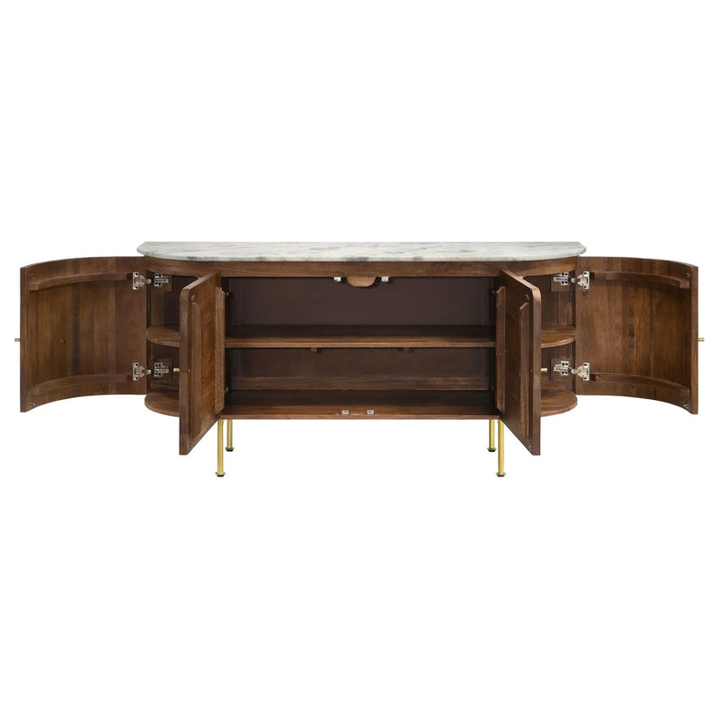 Ortega 4-door Marble Top Sideboard Buffet Cabinet Natural by Unique Piece Furniture