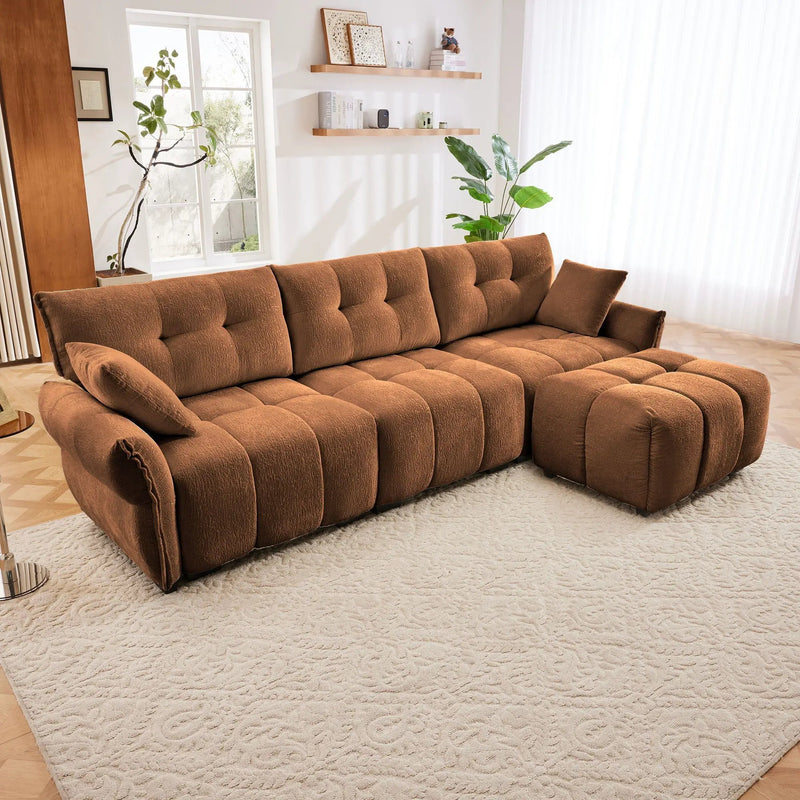 Sofa Set With Ottoman And Pillows, Textured, High Resilience Cushions by HouseOfZazla