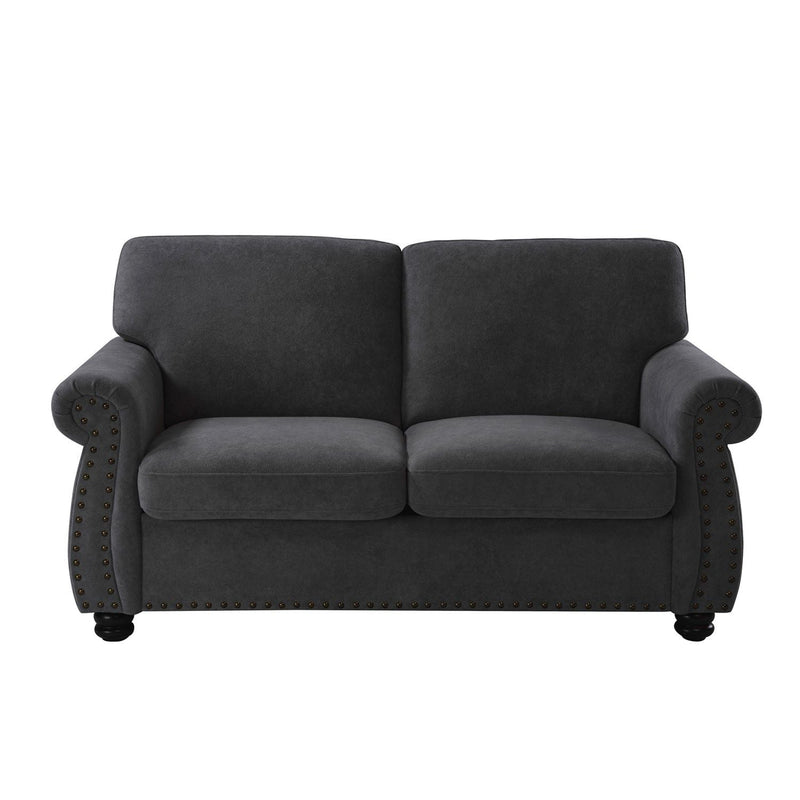 Soft Loveseat, Upholstered 2 Seater Couch, Loose Back Cushions And Turned Legs by HouseOfZazla