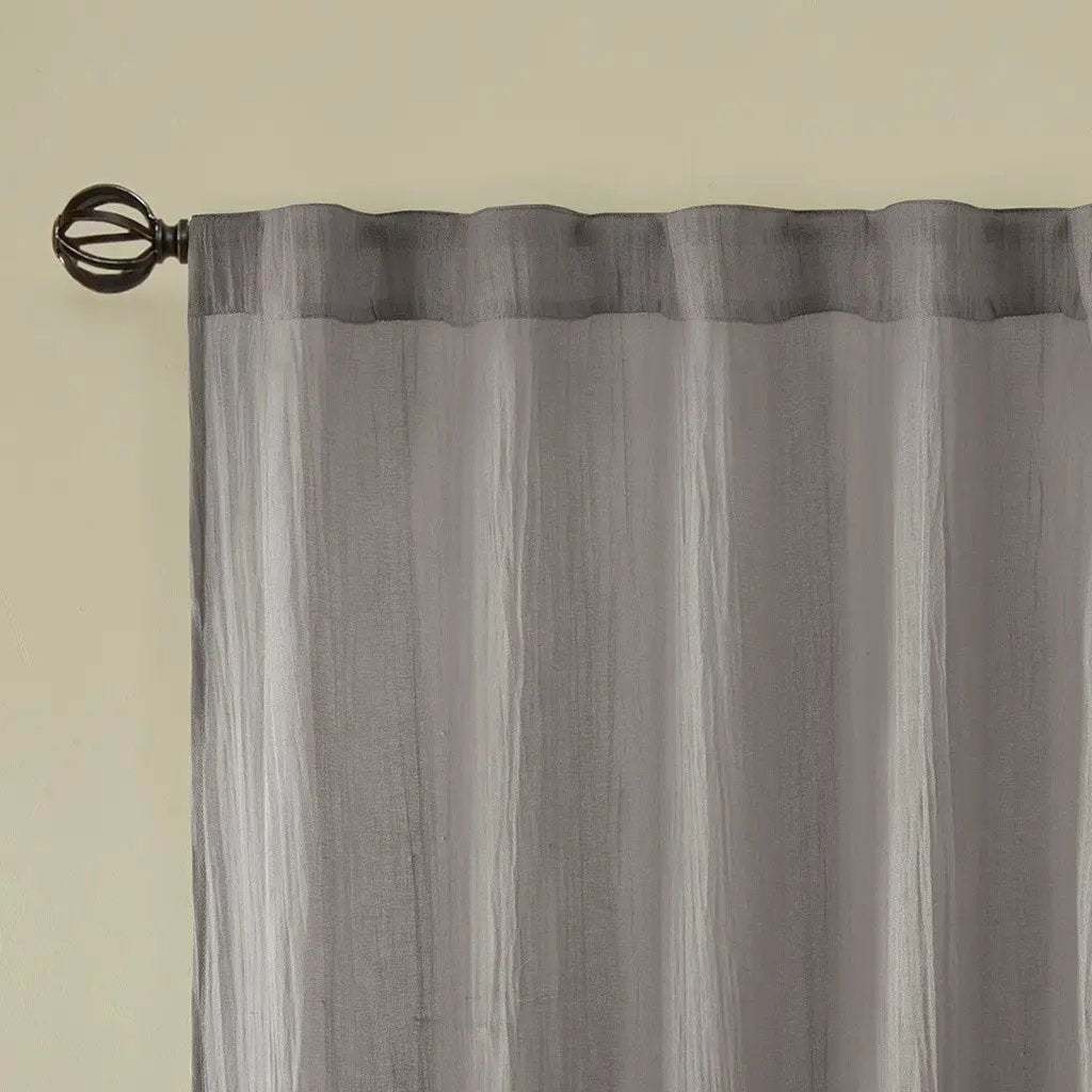 Solid Crushed Curtain Panel Pair (2 Pcs) - Grey by HouseOfZazla