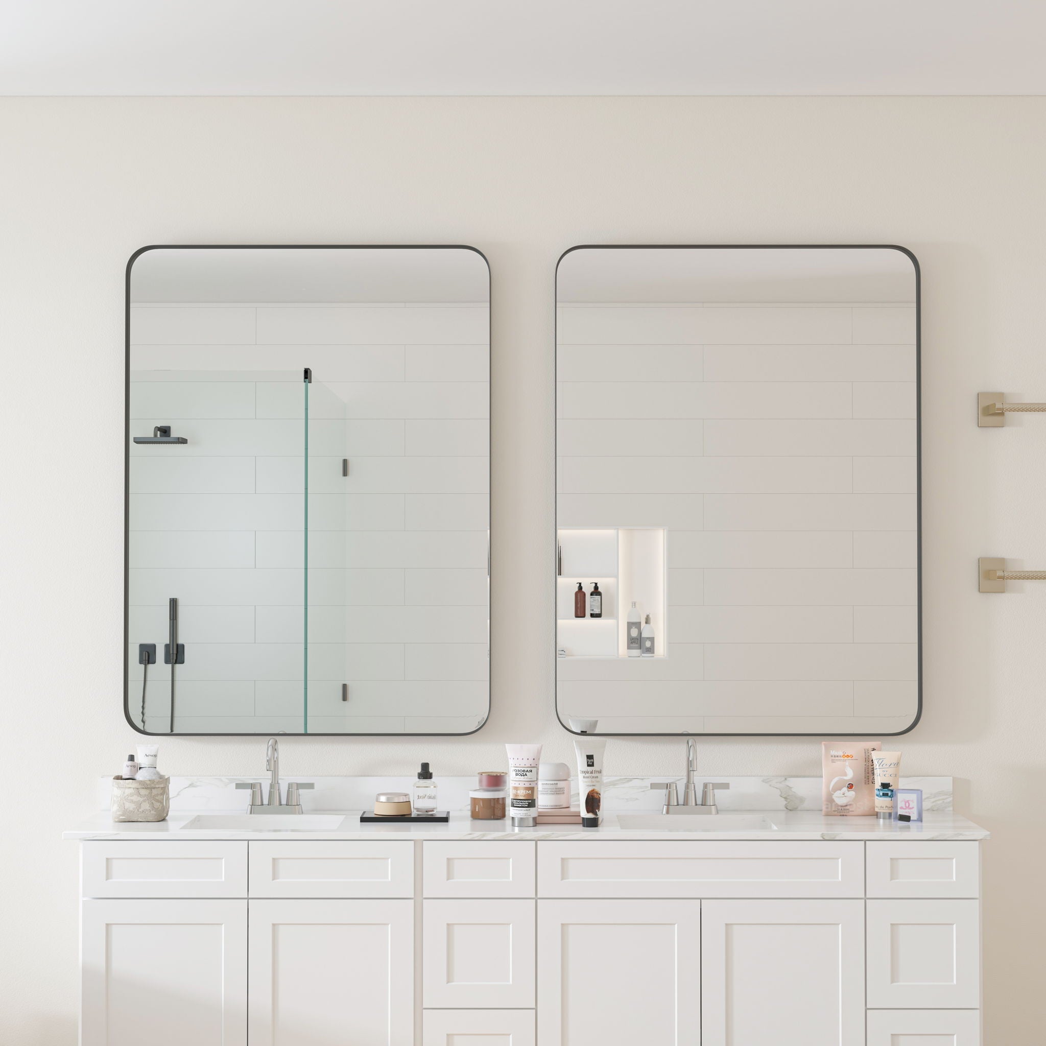 Wall Mirror Rectangular Mirror Metal Framed Mirror Vanity Mirror Dressing Mirror, For Bathroom, Living Room, Bedroom by Unique Piece Furniture