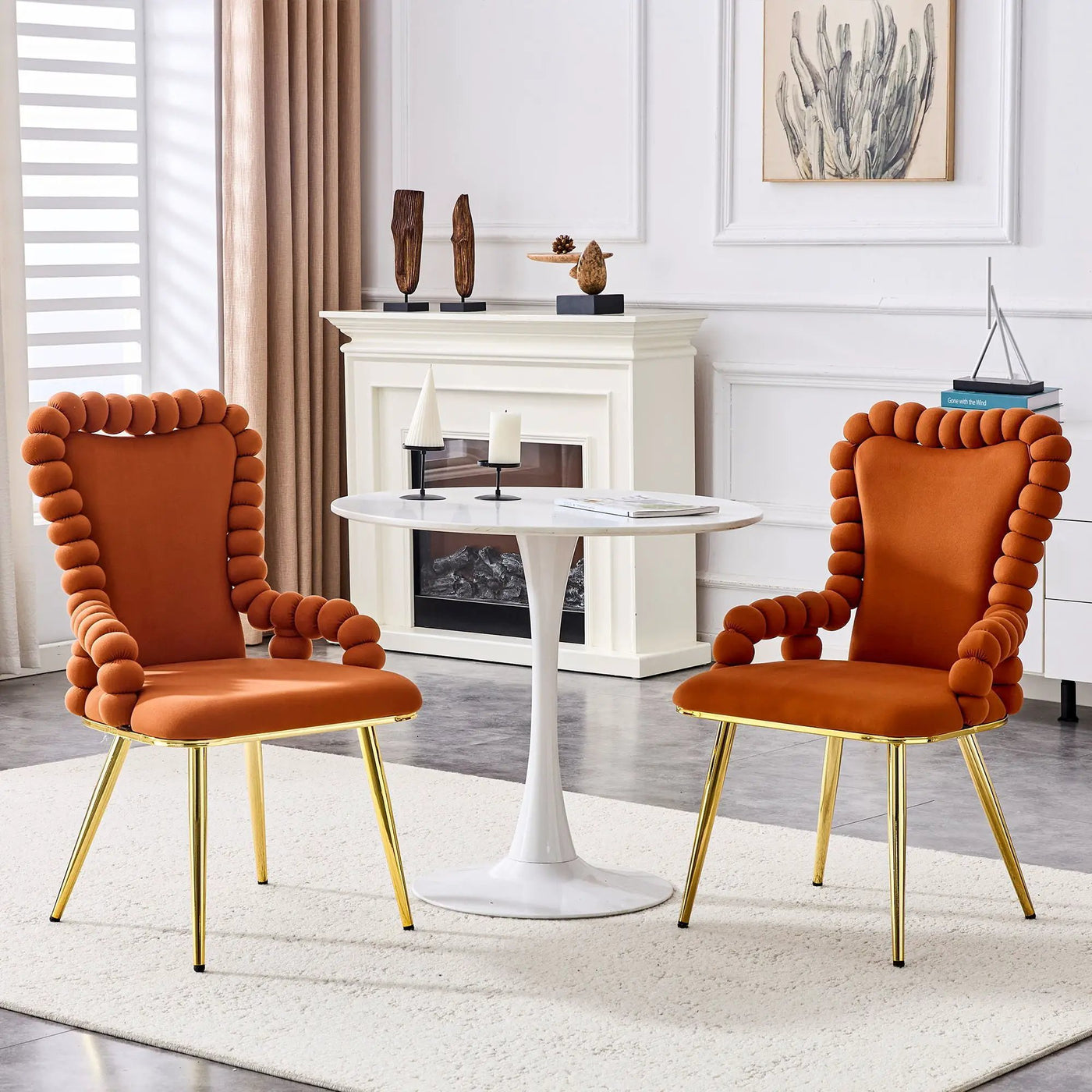 Puffy Bubble, Ball Chain Chair With Armrests For Dining Room (Set of 2) by Unique Piece Furniture