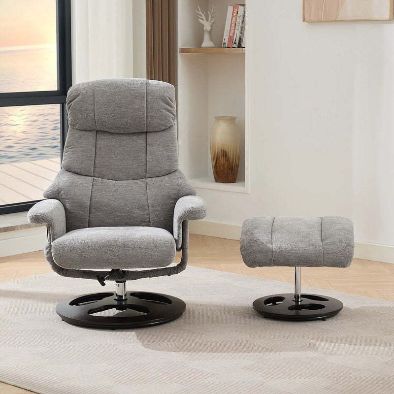 Ergonomic Recliner Chair With Ottoman, Modern 360° Swivel With Footstool by HouseOfZazla