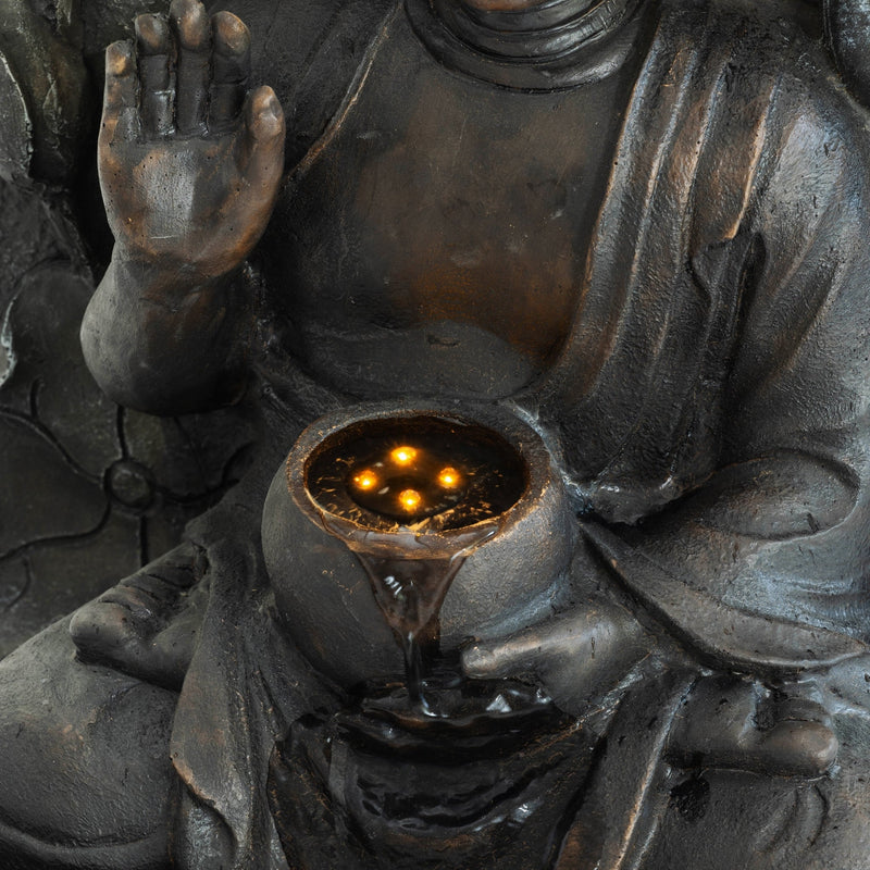 Resin Buddha Wall Panel Outdoor Fountain 28 Inch LED, photo 6 of 10