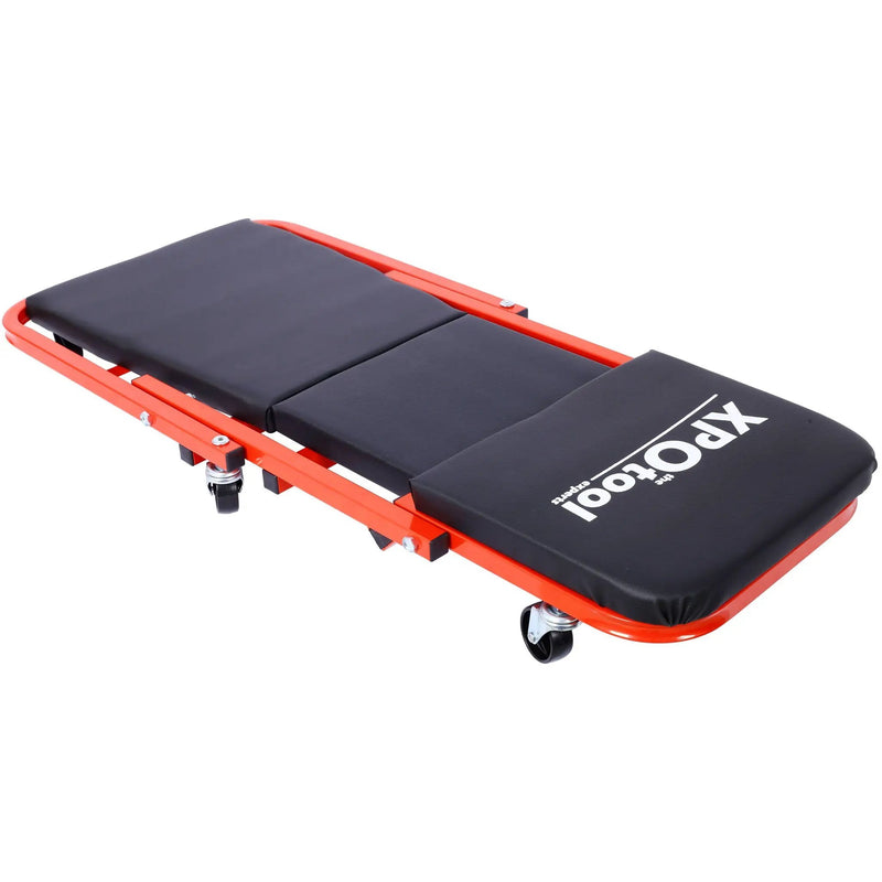 Mechanic Creeper, Z Creeper Seat 2 In 1 Low Profile With 6 Wheels Steel Vinyl - Red by HouseOfZazla