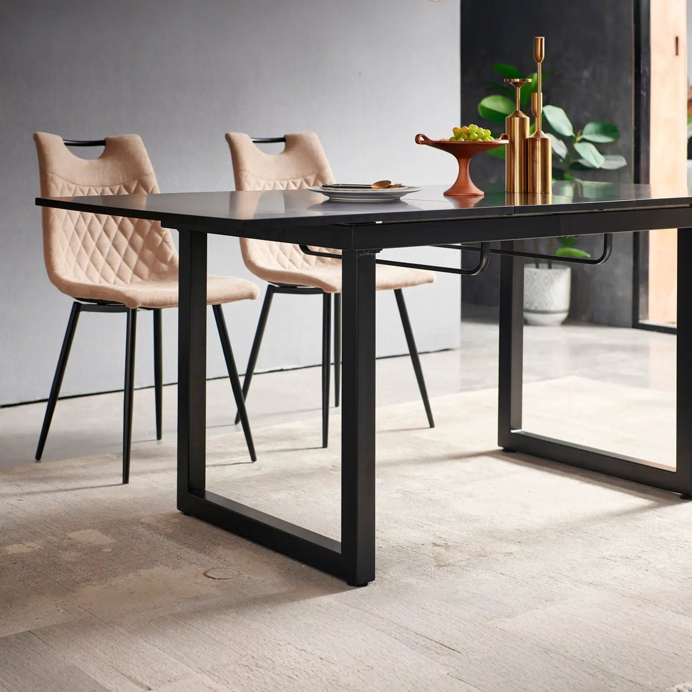 Square Extendable Dining Table With Metal Leg, Modern Space Saving Kitchen Table For Living Room by Unique Piece Furniture