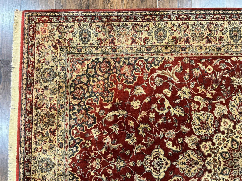 Couristan Rug 5.6 x 8, Floral Medallion, Dark Red Cream, Belgium Power Loomed Rug, Taj Mahal Rug, Vintage Oriental Wool Carpet by Jewel Rugs