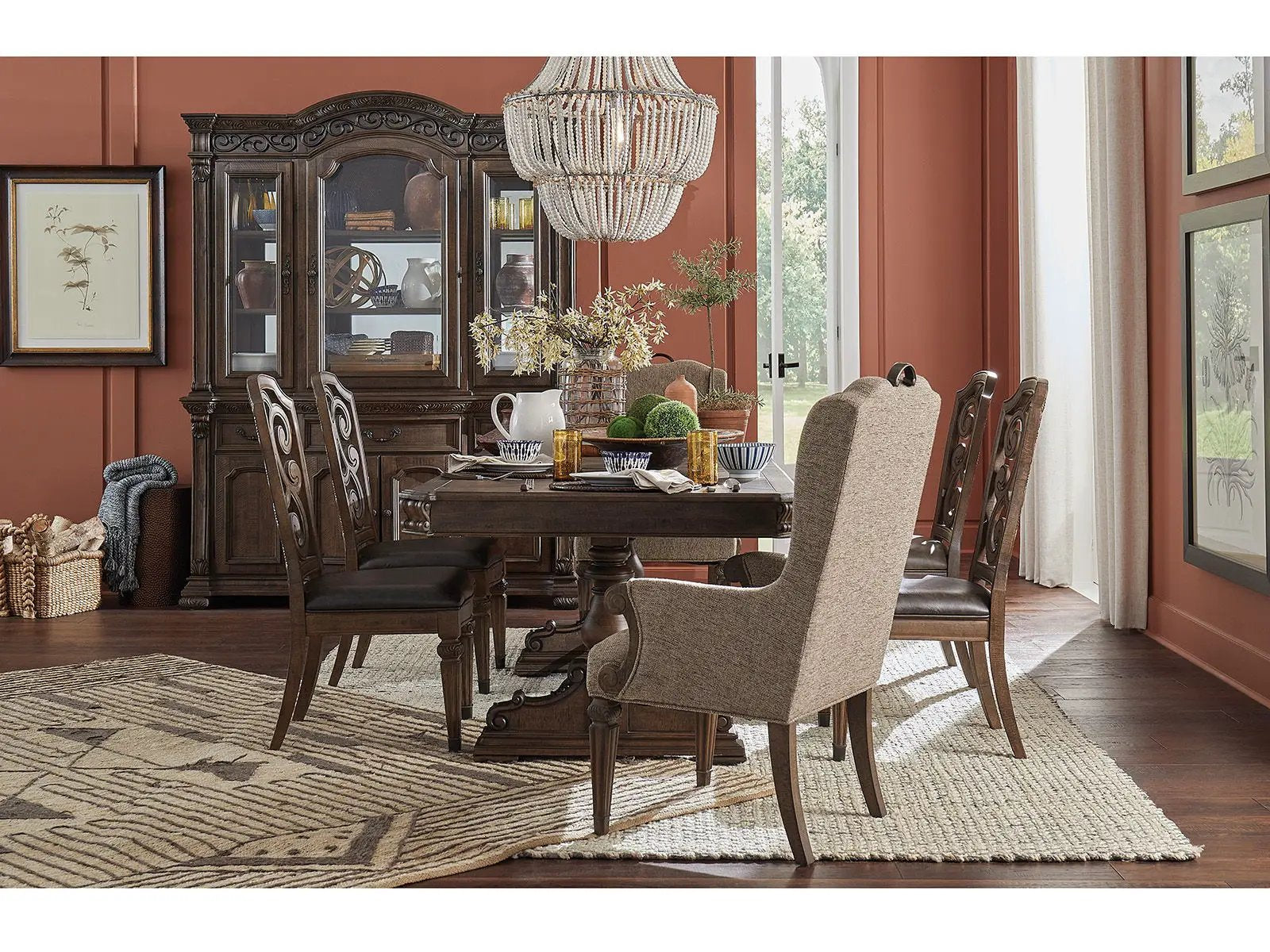 Durango - Wood Upholstered Host Arm Chair (Set of 2) - Willadeene Brown by Unique Piece Furniture