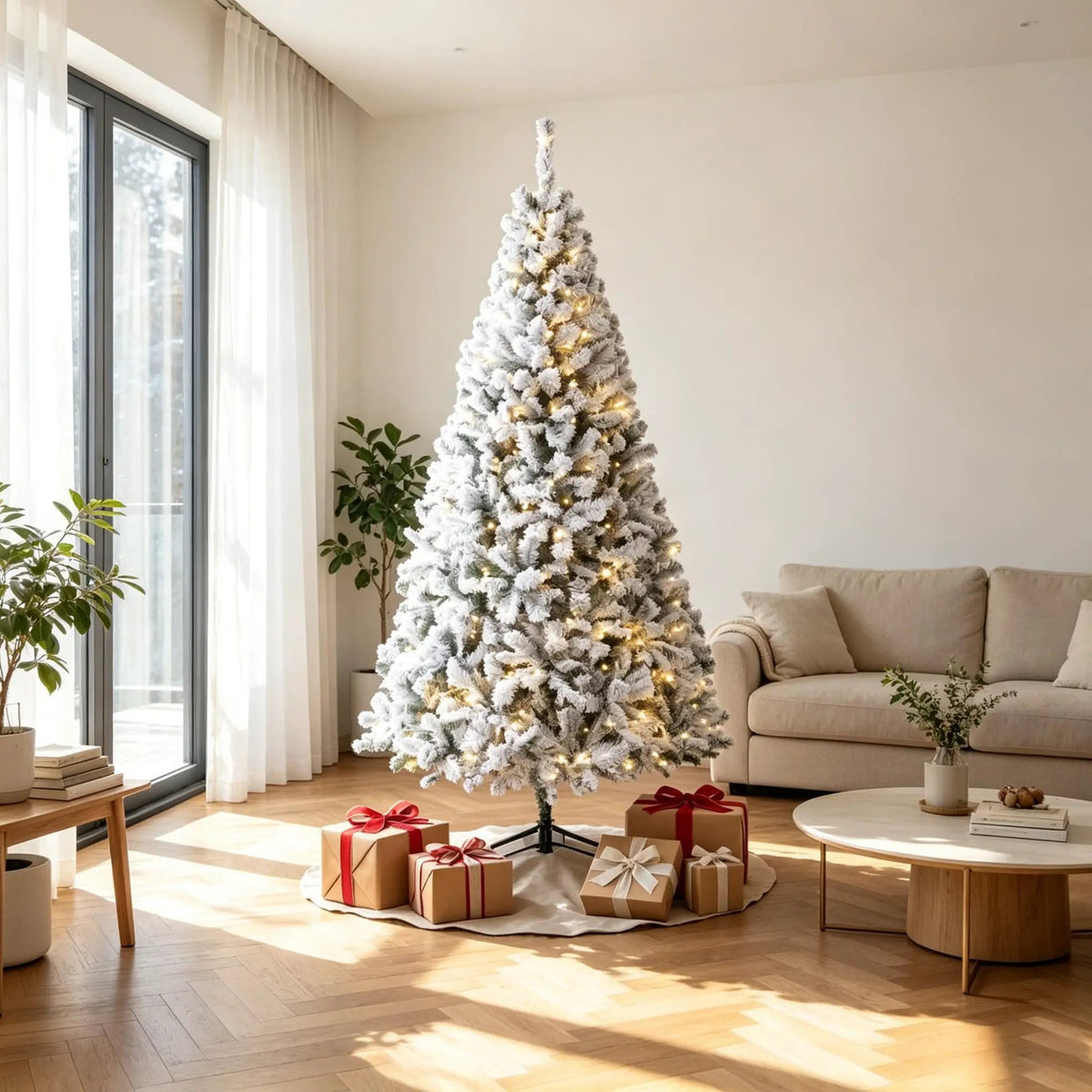 6 Ft Pre-Lit Flocked Fraser Fir Artificial Christmas Tree by HouseOfZazla