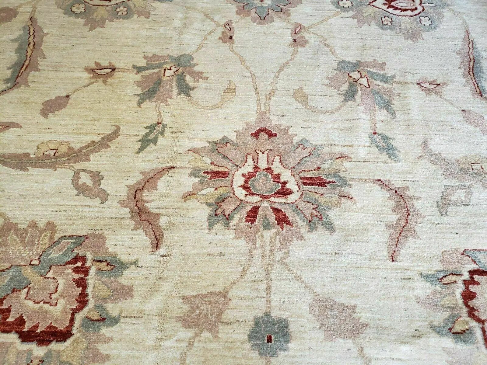 Peshawar Rug 10x14 Rug 10x14 Vintage Rug 10x14 Handmade Rug Chobi Rug Ivory Beige Red Rug by Jewel Rugs