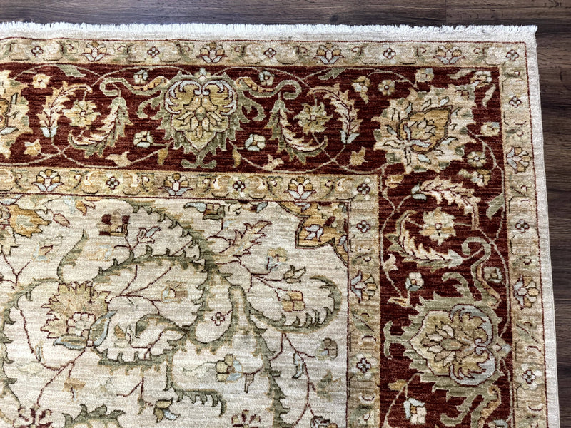Pakistani Rug 9x12, Floral Allover Peshawar Carpet, Chobi, Beige and Rust Red, Traditional by Jewel Rugs