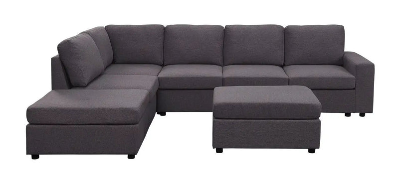 Cassia - 7 Seat Reversible Modular Sectional Sofa With Ottoman by Unique Piece Furniture