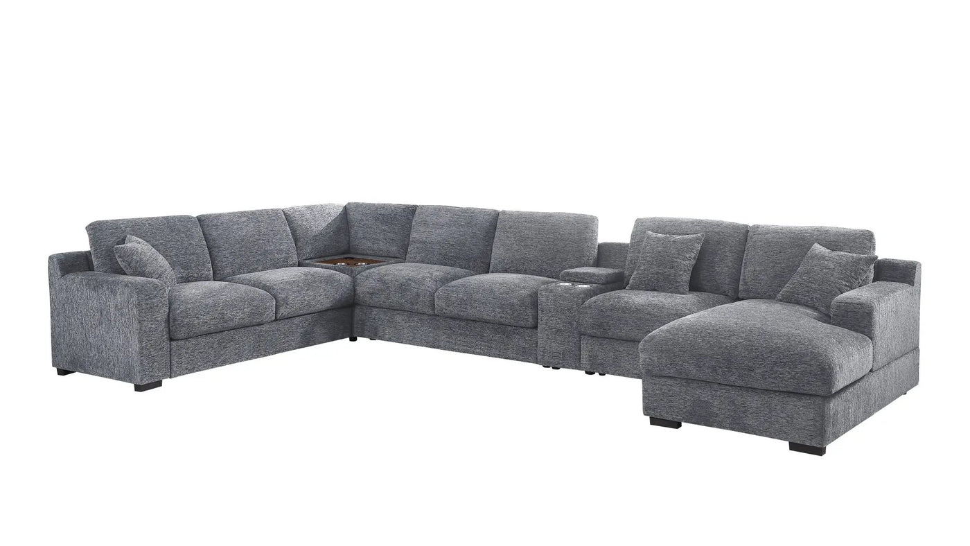 Celine - Fabric Corner Sectional Sofa With Right-Facing Chaise, Cupholders, And Charging Ports by Unique Piece Furniture
