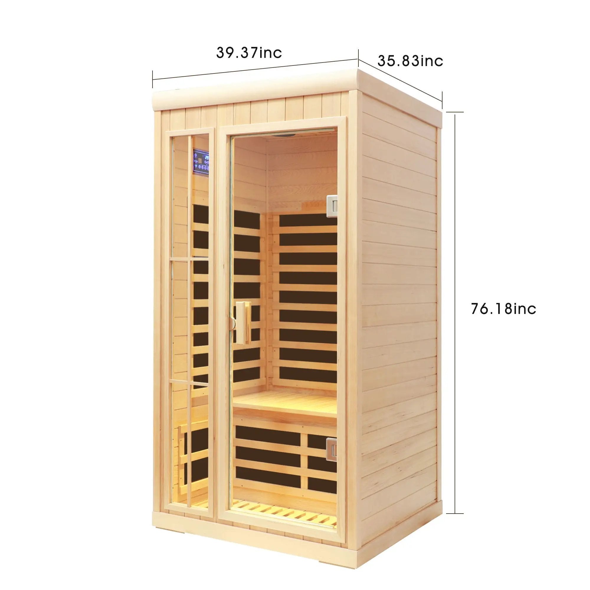 Deluxe Version Plus 1 Person Far Infrared Hemlock Sauna Room With LED Colour Lights - Natural by HouseOfZazla