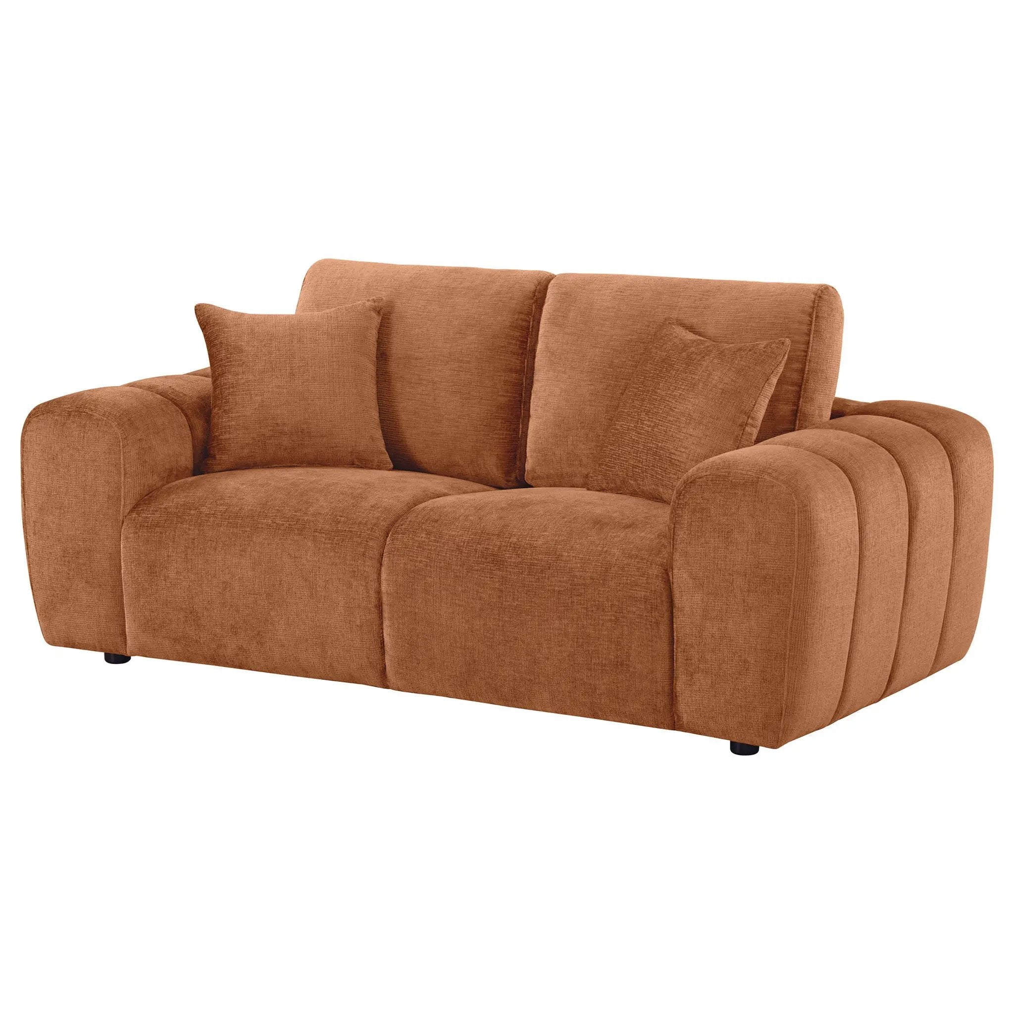 Burnett Chenille Upholstered Wide Arm Loveseat Burnt Orange by Unique Piece Furniture