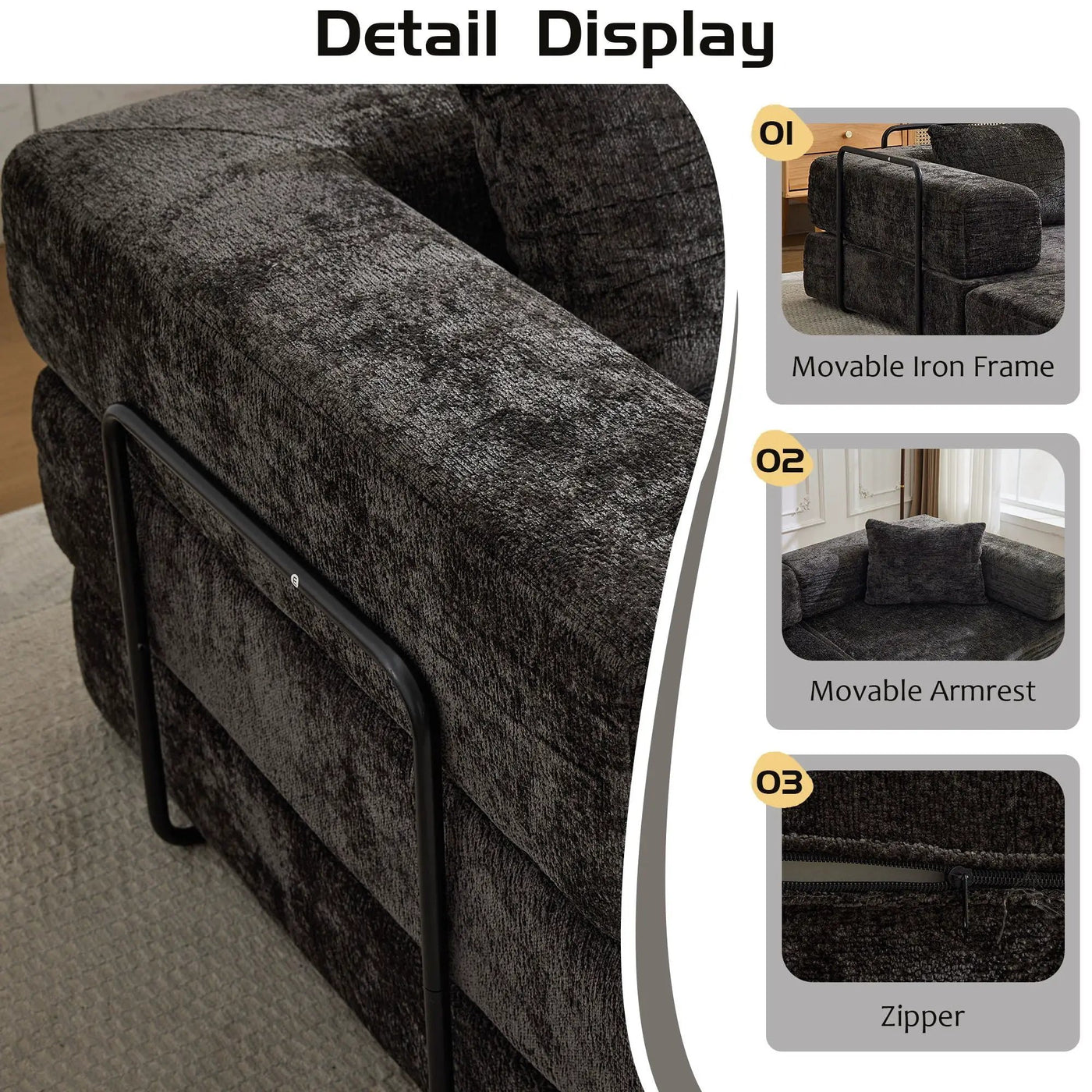 Convertible Floor Sofa Bed, Boneless Modular Sectional Sofa For Living Room by Unique Piece Furniture